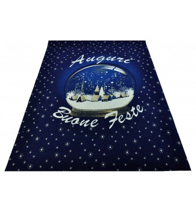 Coureur de tapis bleu boule de neige Noël 100 x 139 cm. B7