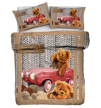Couverture d'impression numérique en coton et taie d'oreiller TEDDY DIGITAL