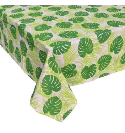 Printed cotton tablecloth or runner FOGLIA