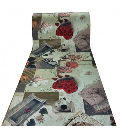 Rose patchwork tappeto cucina stampa digitale AL TAGLIO