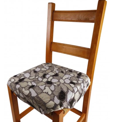 Cuscino per sedia sfoderabile con alette jacquard ciniglia GRANITO