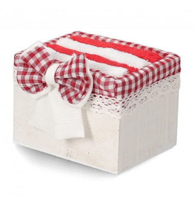 Badezimmer Lavette mit Holzkorb Set 4 Stk. MARGY