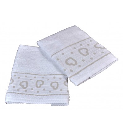 Amore cuori paire de serviettes de ratine