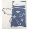 FOUTA serviette de mer pour COT 75x195 cm. Avec oreiller MARINE