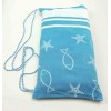 FOUTA serviette de mer pour COT 75x195 cm. Avec oreiller MARINE