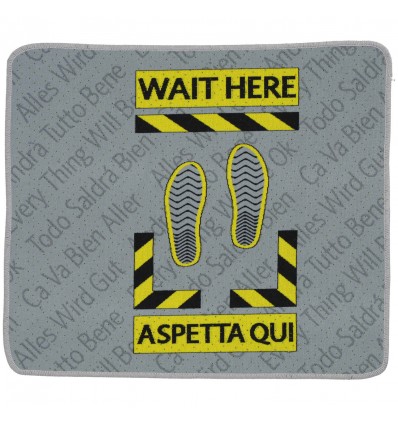 Doormat entrance mat 62x57 cm. WAIT HERE YELLOW