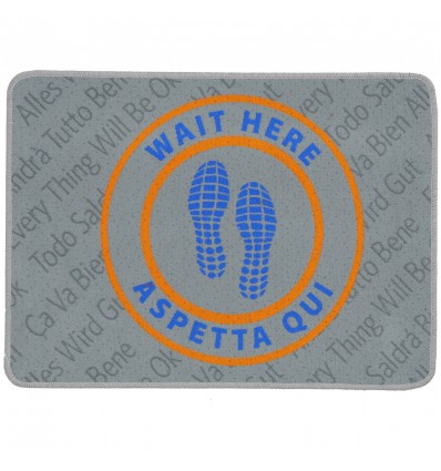 Doormat entrance mat 50X68 cm. WAIT HERE ORANGE