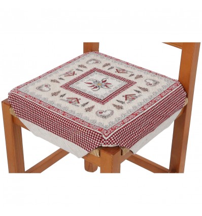 Chenille chair cushion with removable cover with MONT BLANC fins