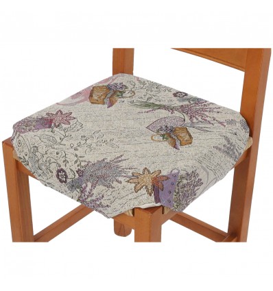 Upholstered kitchen chair cushion with lavender LUXORY fins