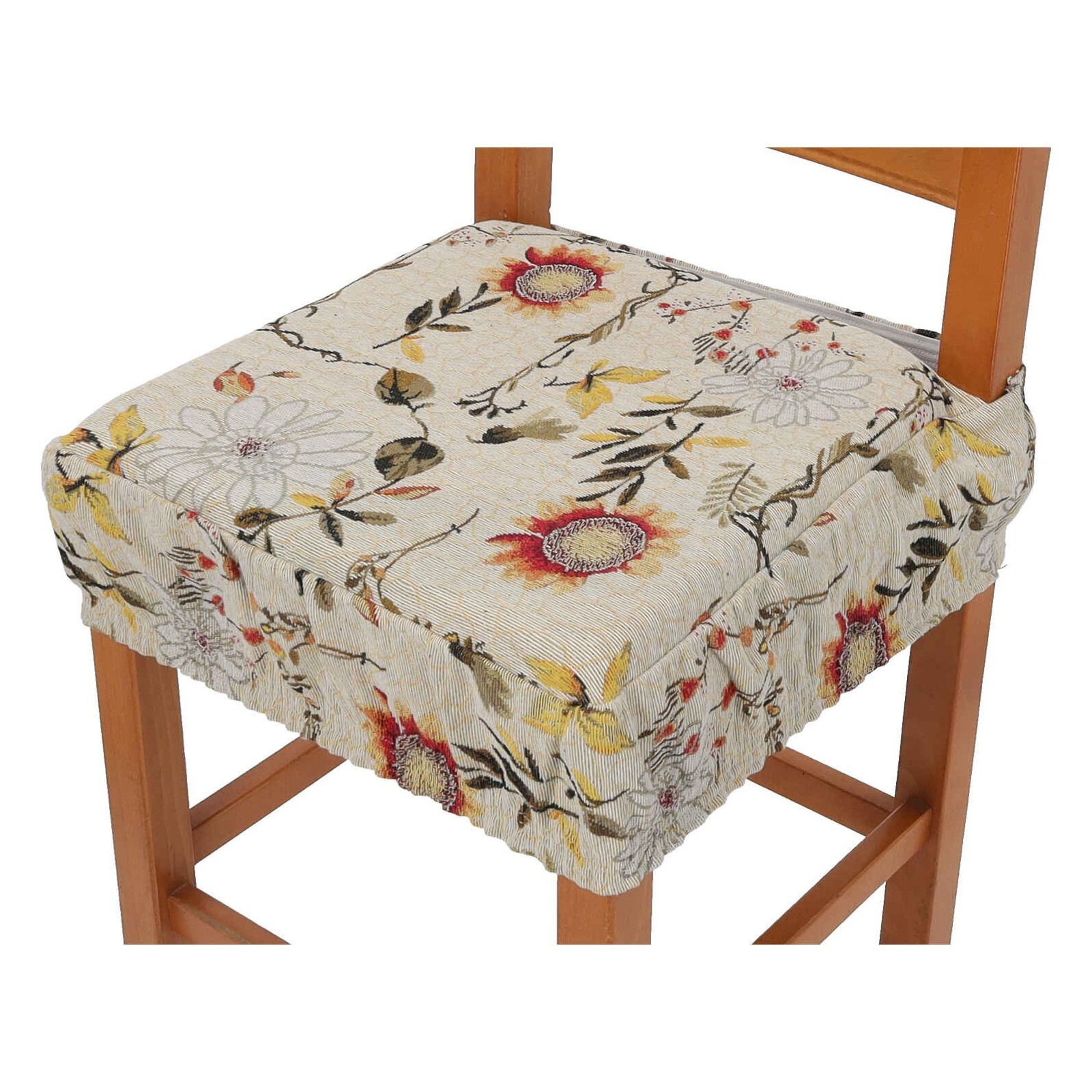 Cuscini Coprisedia Rotondo Con Fascia Elastica Panama Imbottito E Sfoderabile - Ambra, Set 4 PCS