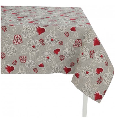 Nappe en mélange de coton avec roses TWILL DELUXE