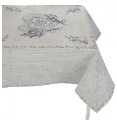 Chenille tablecloth table cover placed CUORI LAVANDA