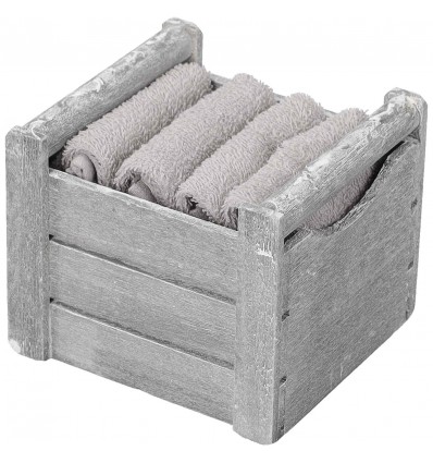 Lot de 4 lavabos 30x30 cm. avec panier en bois CLASSIC