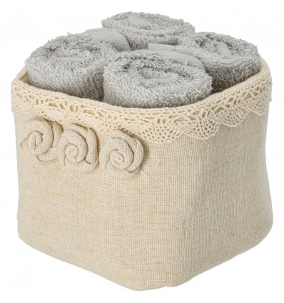 Lavette de salle de bains avec panier en tissu réglé 4 pcs. Roses