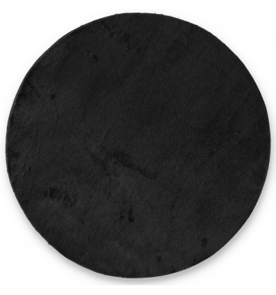 Black faux fur multipurpose rug round and cloud