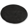 Black faux fur multipurpose rug round and cloud