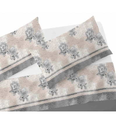 Completo lenzuola flanella cotone ROSE POIS