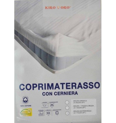 Coprimaterasso completo con cerniera Sanfor Rigato per letto 1 piazza e 1/2 cm 130x200