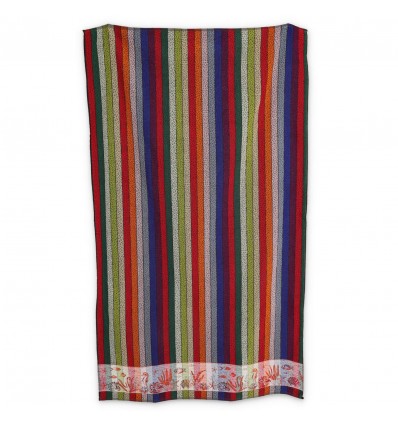 Grande serviette de plage en coton éponge RAYURES MULTICOLORES 100x170 cm.