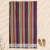 Grande serviette de plage en coton éponge RAYURES MULTICOLORES 100x170 cm.