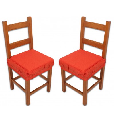 PAIR of padded and removable chair cover cushions with elastic band SOLID COLOR MELANGE