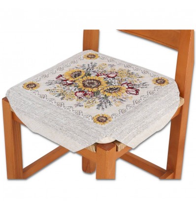 Upholstered chair cover cushion with flaps LAVENDER HEARTS