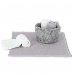 Set Di 4 Lavette Per Bagno Con Cestino In Tessuto - Grigio Scuro, Cotone Spugna Per Ospiti E Neonati - Foto 10