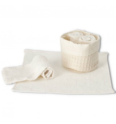 Set de gant de toilette de salle de bain 4 pcs. avec panier à gaufres