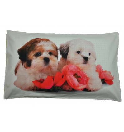 Flores y almohada cama perros de impresión fotográficos