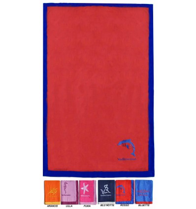 Mediterraneo Serviette de plage brodée solide 90 x 170 cm